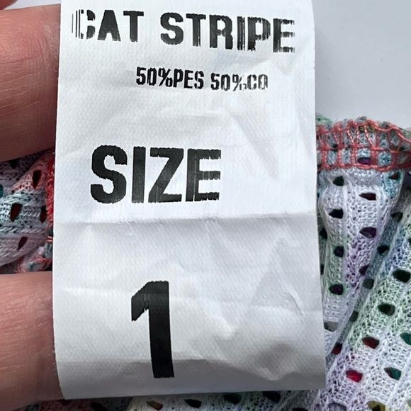 Custo Barcelona Women’s Sleeveless Tank Top ‘Cat Stripe’ Fine-Mesh Size 1 Small - Picture 7 of 7